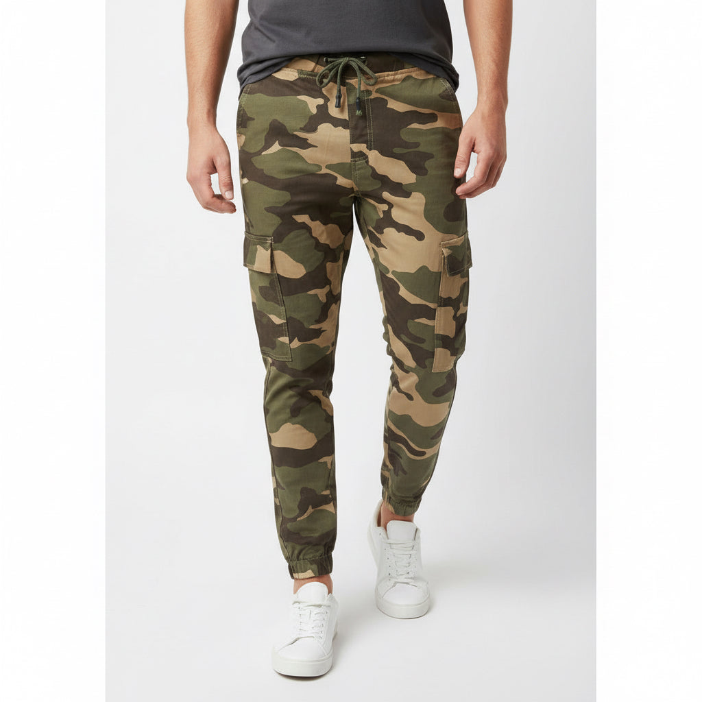 Men's Camo Cargo Rugged Army Print 4-Pocket Joggers – Heavy Duty Camo Pant (Sizes 30-38) | MH