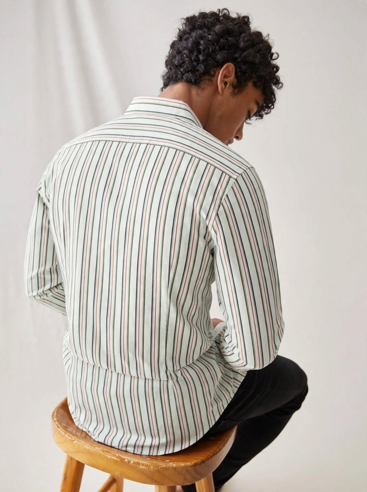 Men’s 90's Retro Striped Cotton Shirt with Contrast Flap Pocket | MH