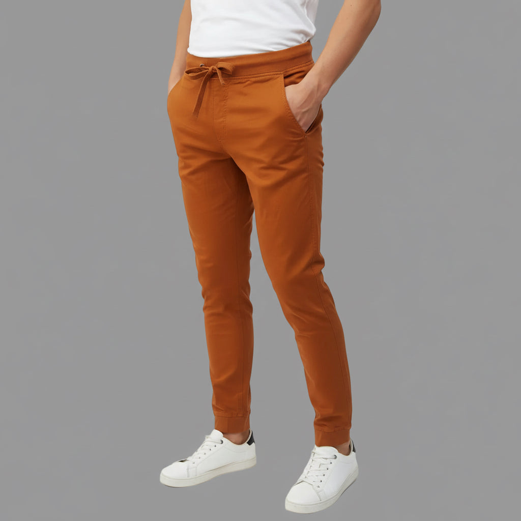 Men's Solid Cotton 4 pocket super stretch Joggers - Casual Drawstring Trousers with Pockets | Sizes 30"-38" | MH