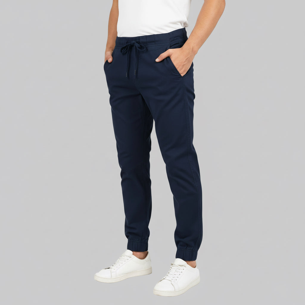 Men's Solid Cotton 4 pocket super stretch Joggers - Casual Drawstring Trousers with Pockets | Sizes 30"-38" | MH