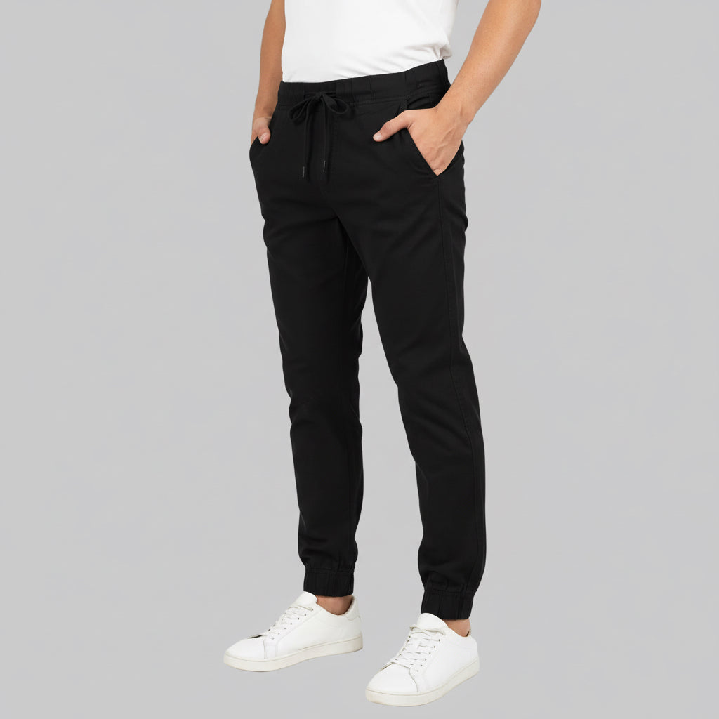 Men's Solid Cotton 4 pocket super stretch Joggers - Casual Drawstring Trousers with Pockets | Sizes 30"-38" | MH