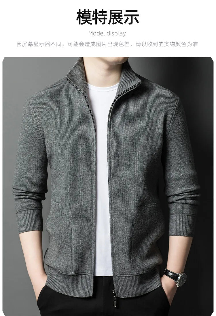Solid Color Long-sleeved Stretch Cardigan for Men,