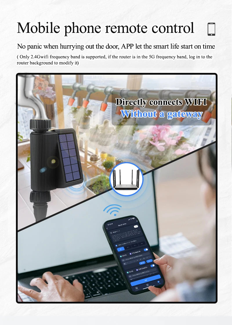 Tuya Smart Wifi Watering Timer Solar Energy Sprinkler Drip Irrigation System.