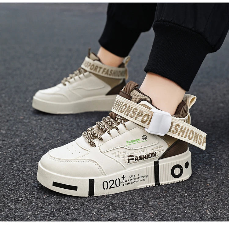 Kids Fashion Sports Shoes Boys High Top Board Shoes.