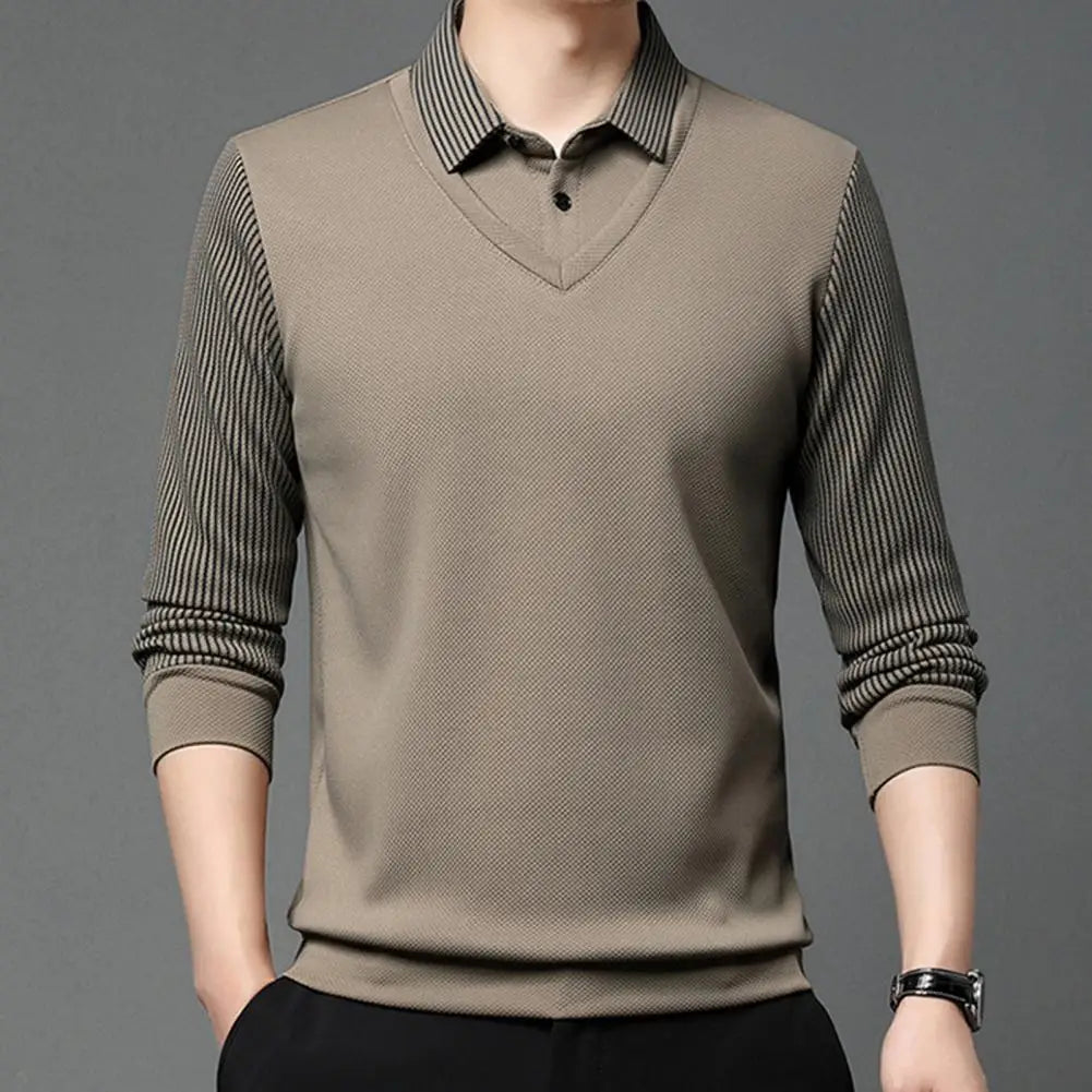 Shirt Collar Sweater Mid-aged Men's Formal Business Style .