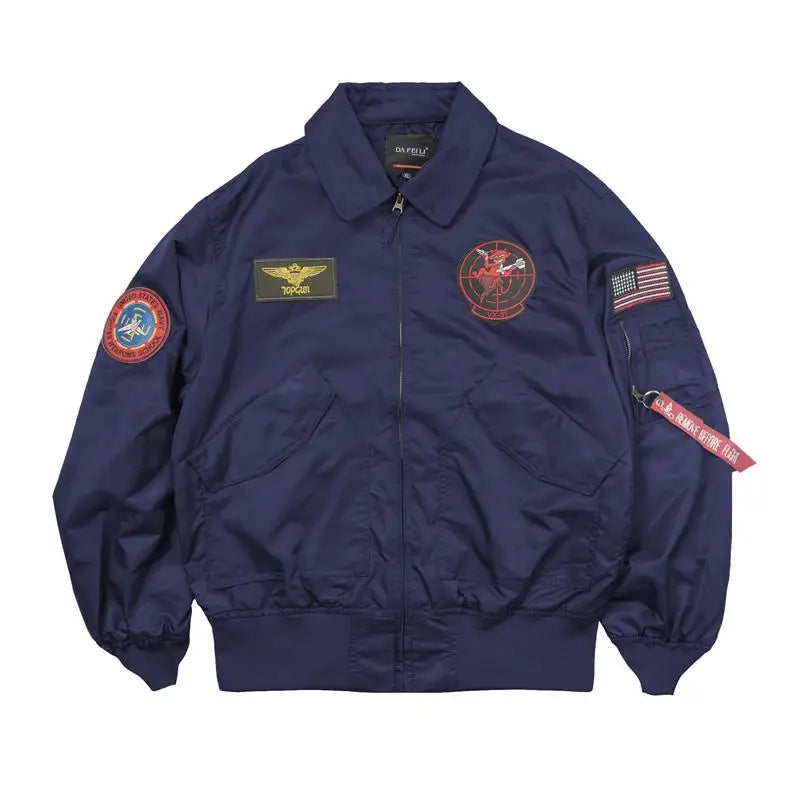 TOP GUN CWU-36P Spring Patched Military Style Bomber Pilot Flight Thin Coat.