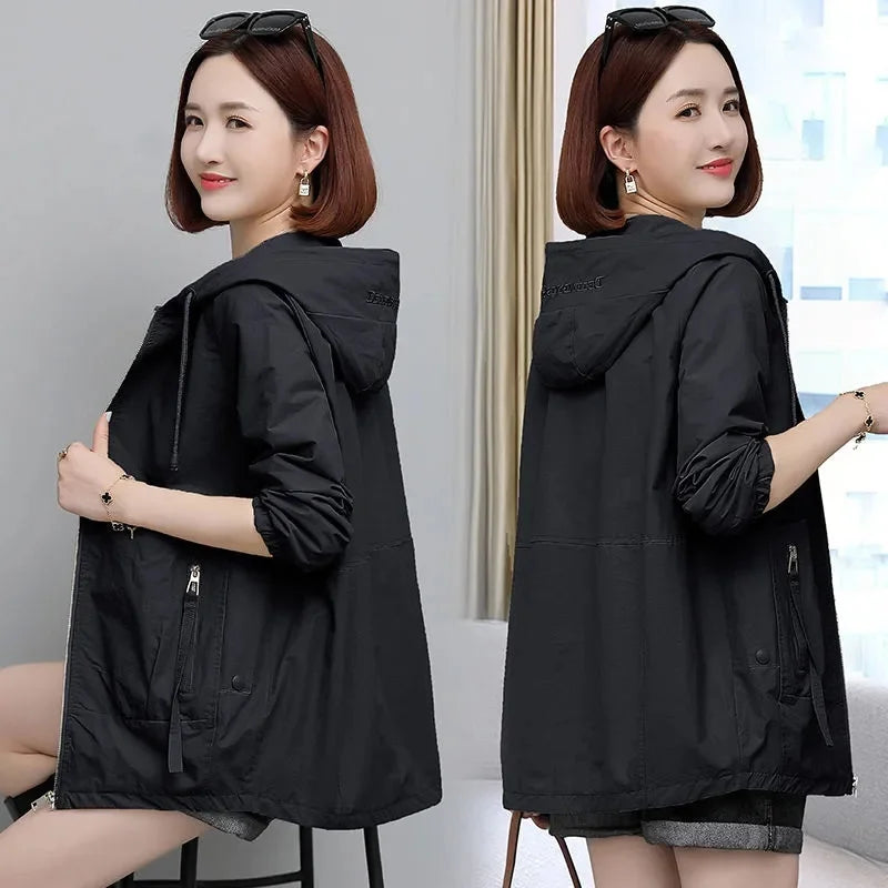 NEW Autumn Women's Jacket Windbreaker Female Hooded.