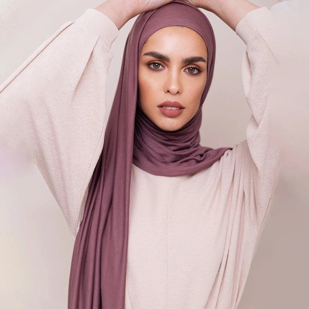 Modal Cotton Jersey Hijabs For Woman Long Muslim Scarf .