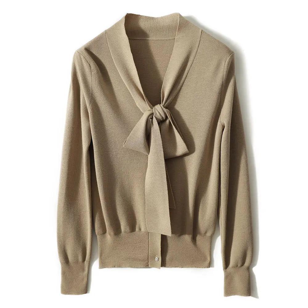 Women Clothing Fashion Elegant Scarf Collar Pullover Autumn Winter.