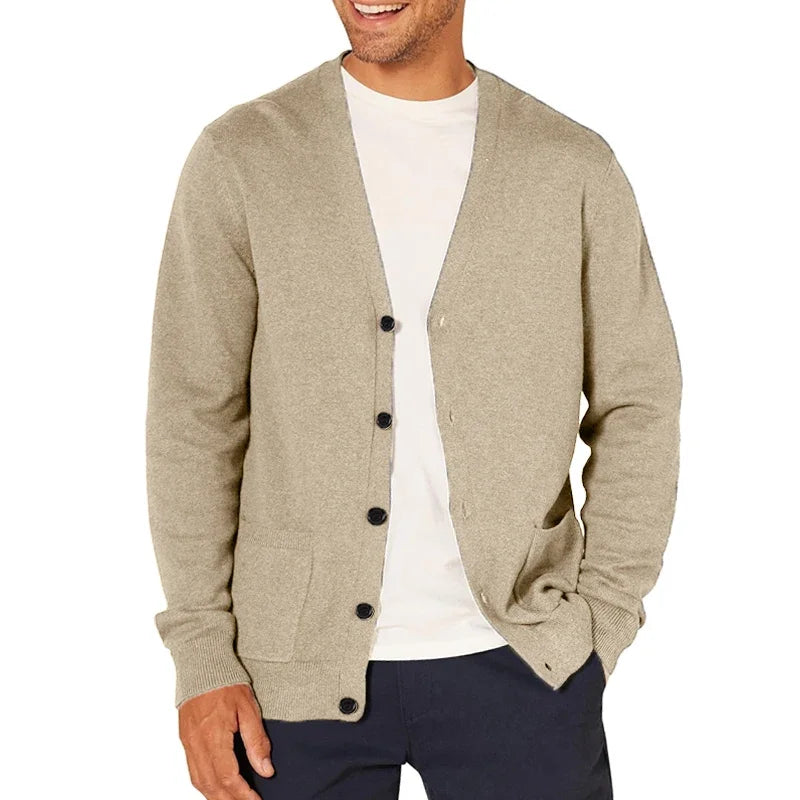 New Spring Men's Long Sleeved Cardigan Wool Sweater.