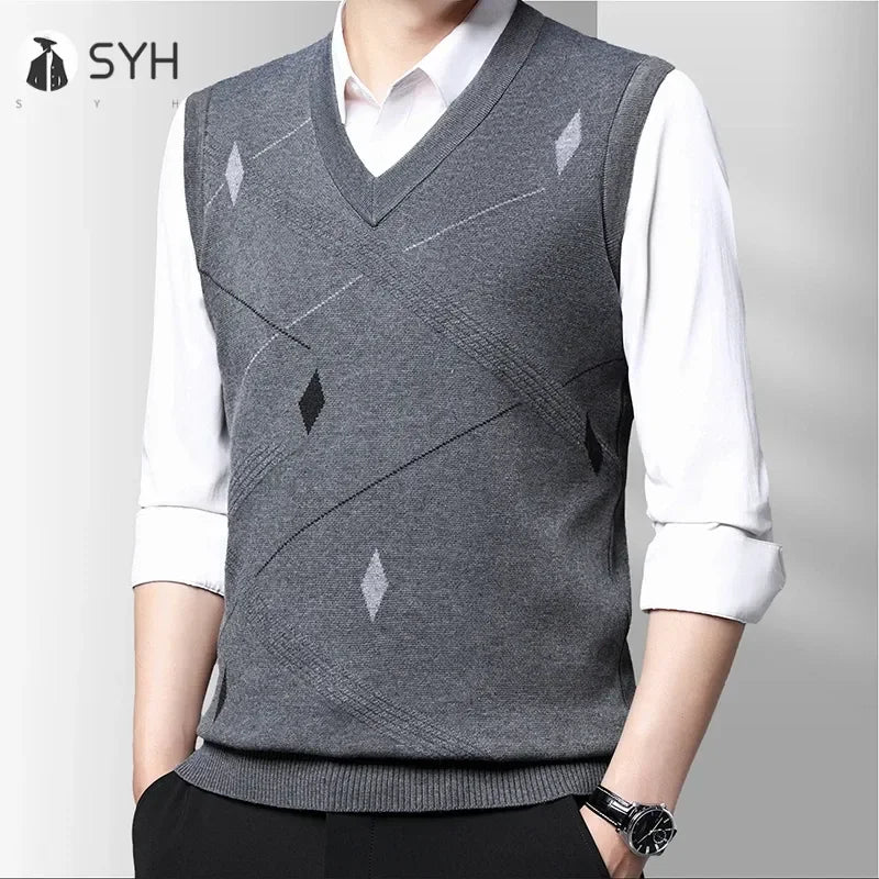 Men's Thickened Casual Sweater Tank Top Autumn and Winter Warm Men's Vest.
