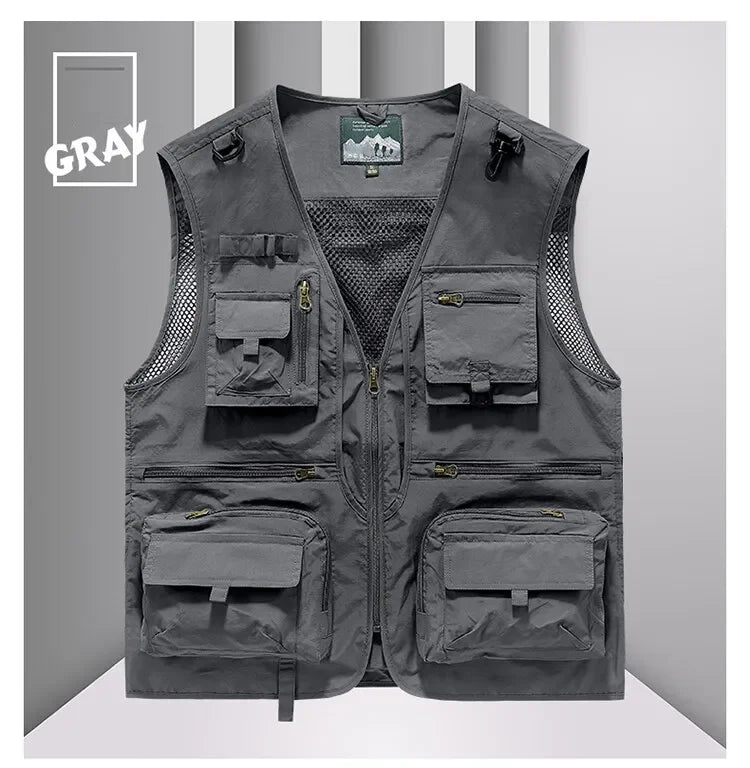 14 Pockets Summer New Men US Tactical Hiking Fishing Vest Mens.