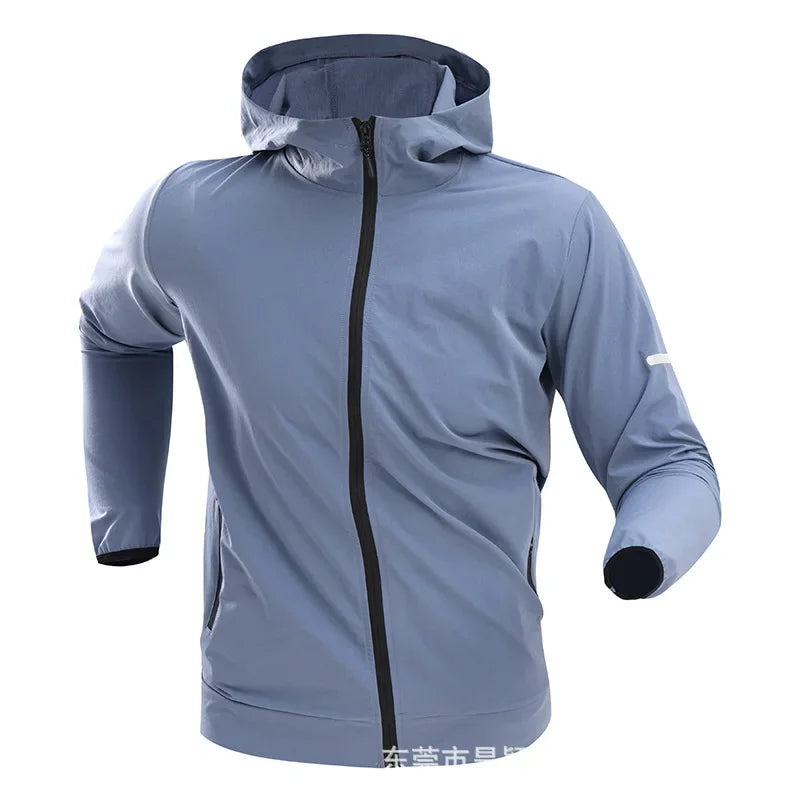 Autumn/Winter Men's Outdoor Running Fitness Morning Jogging Sports Quick-Dry Windproof Cycling Training Jacket and Tracksuit