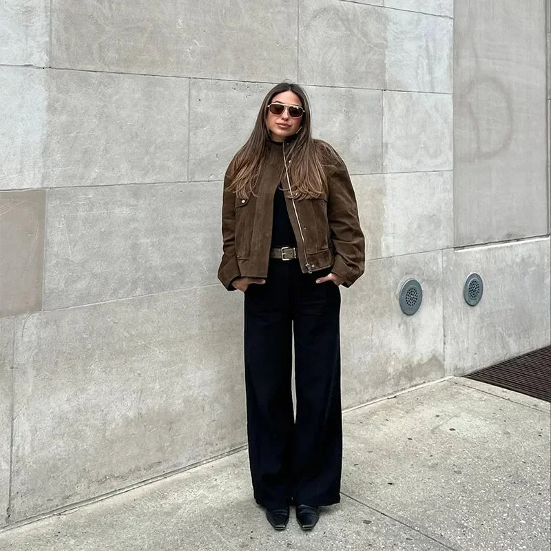Street Suede Women's Jackets Vintage Brown.