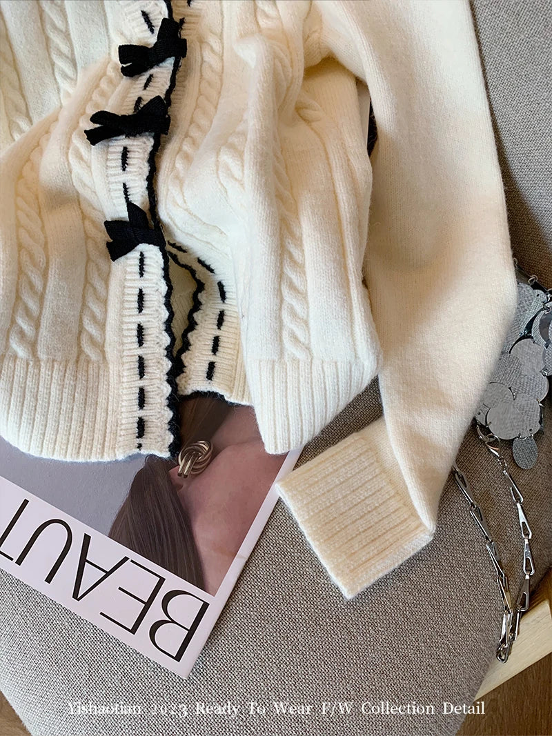 Elegant Knitted Cardigan Sweet Oversized Chic Sweater.
