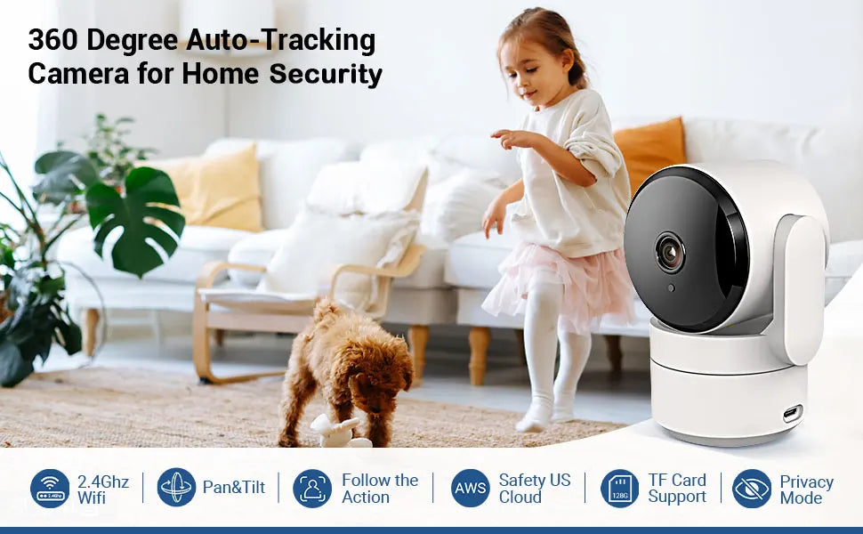 AMOROM 2K Indoor Camera 5/2.4G Wi-Fi Home Night Vision Security Camera.