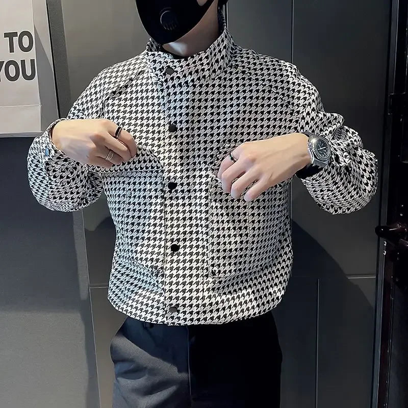 Men Spring and Autumn Brand Houndstooth New .