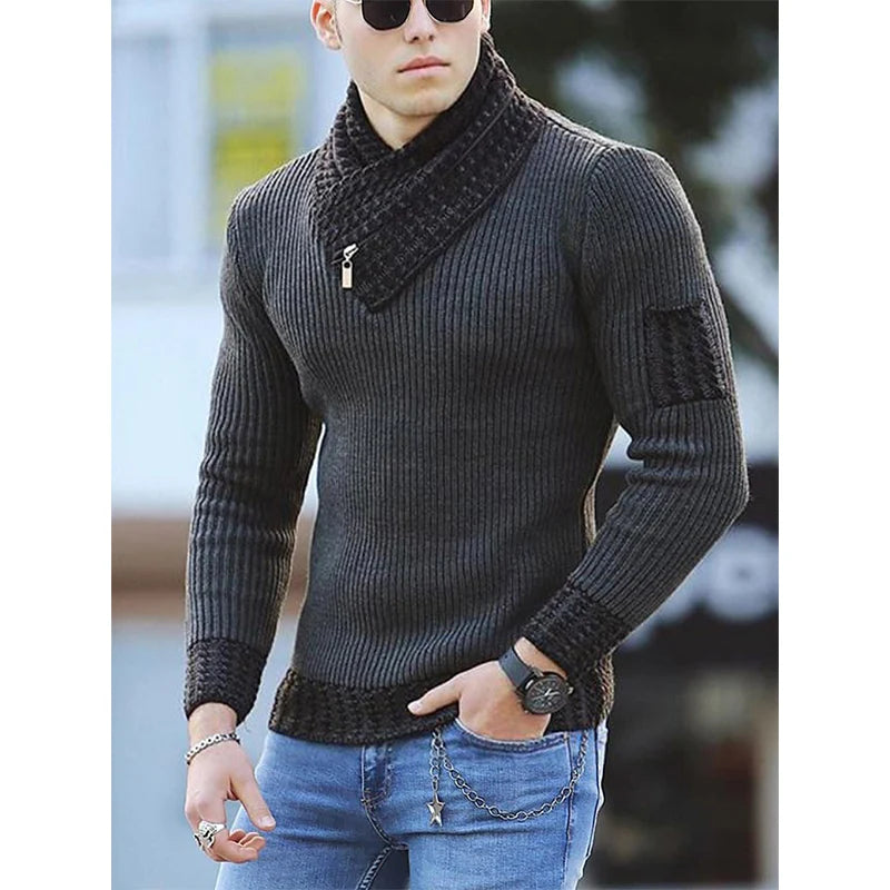 Sweater Turtleneck Men Winter Fashion Vintage Style Sweater.