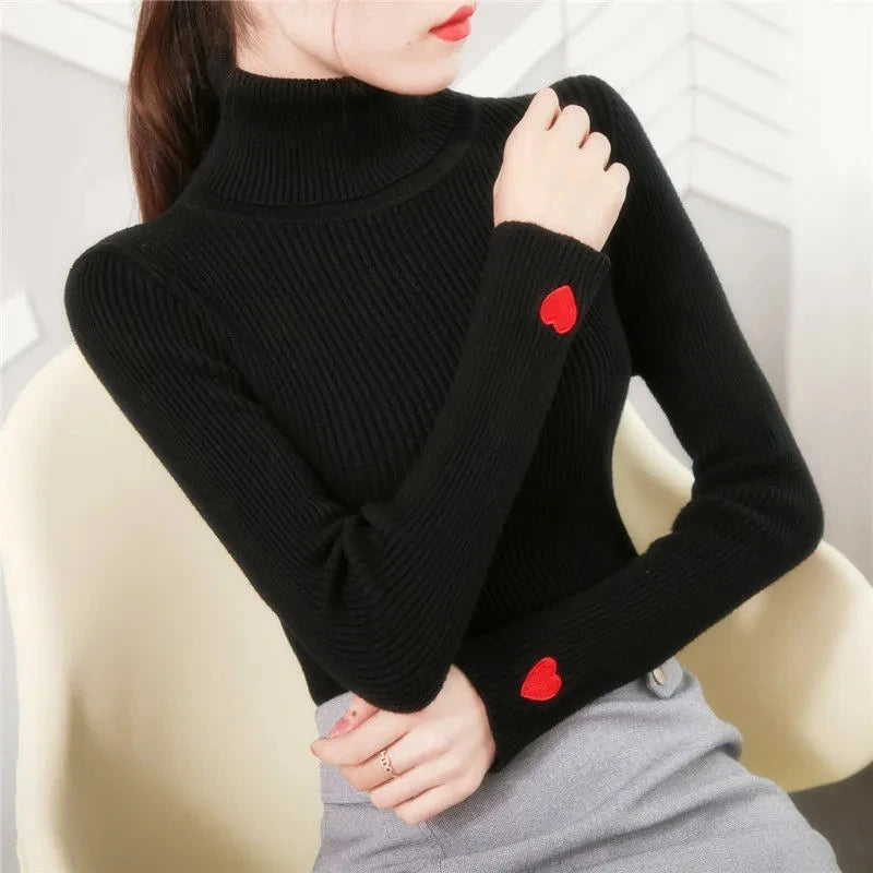 Fashion Turtleneck Pullover Sweater Elegant Long Sleeve .