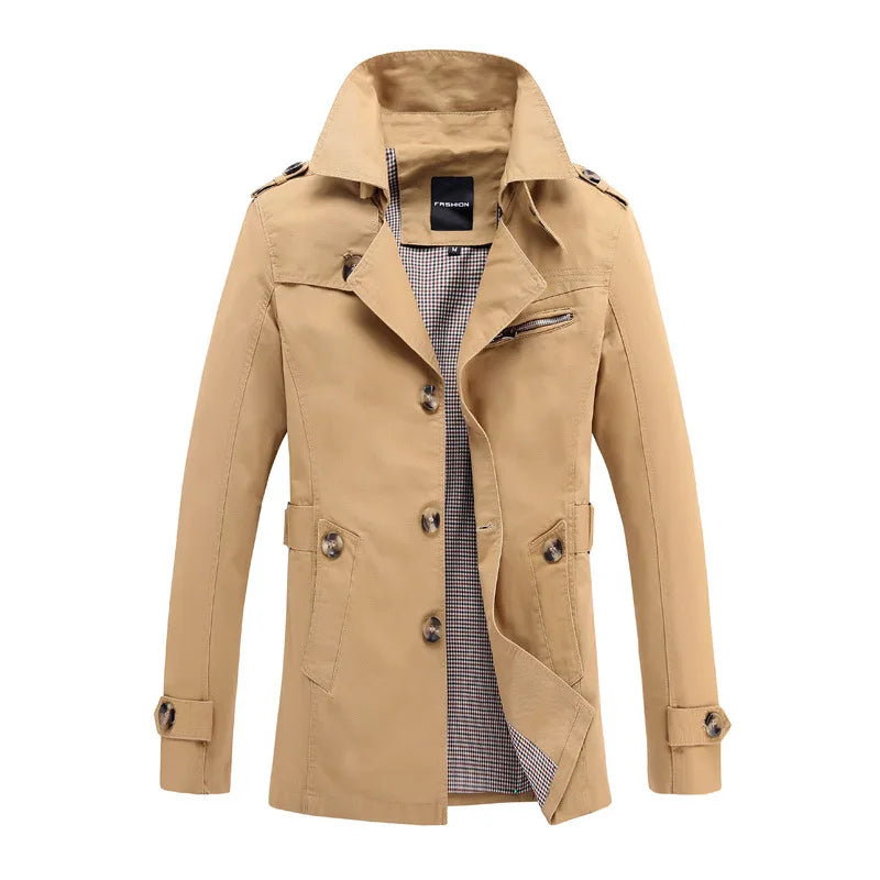 Men Long Winter Jackets Slim Fit Warm Trench Coats .