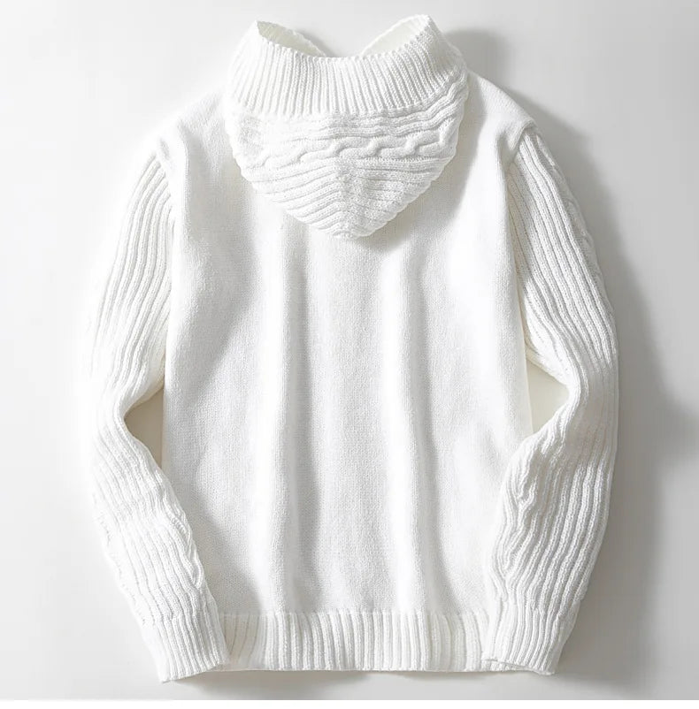 Men Cardigan Sweaters Hooded Coat Full Sleeve Solid Coats Casual .