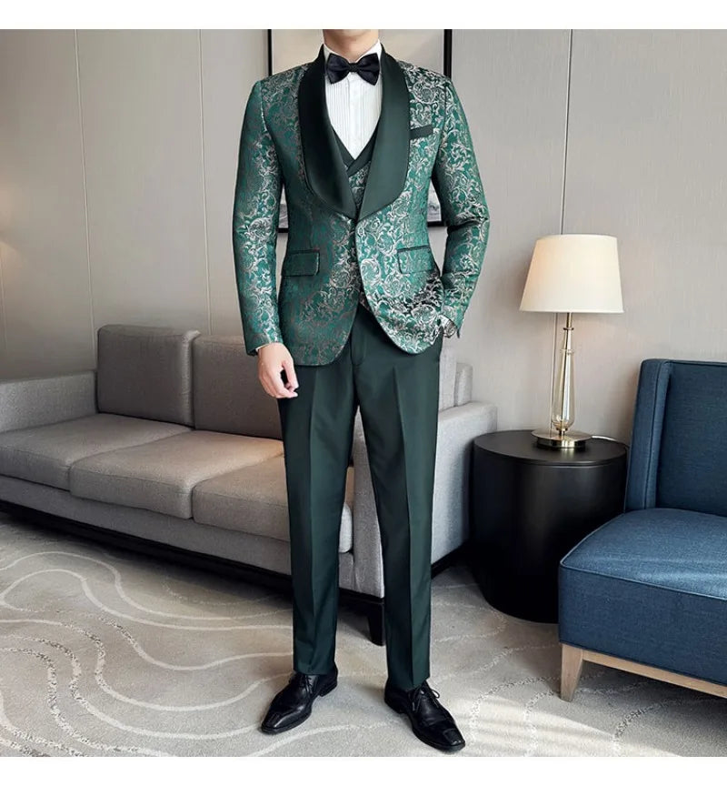 Spring  Men's British Style Business Casual Three-Piece Suit .