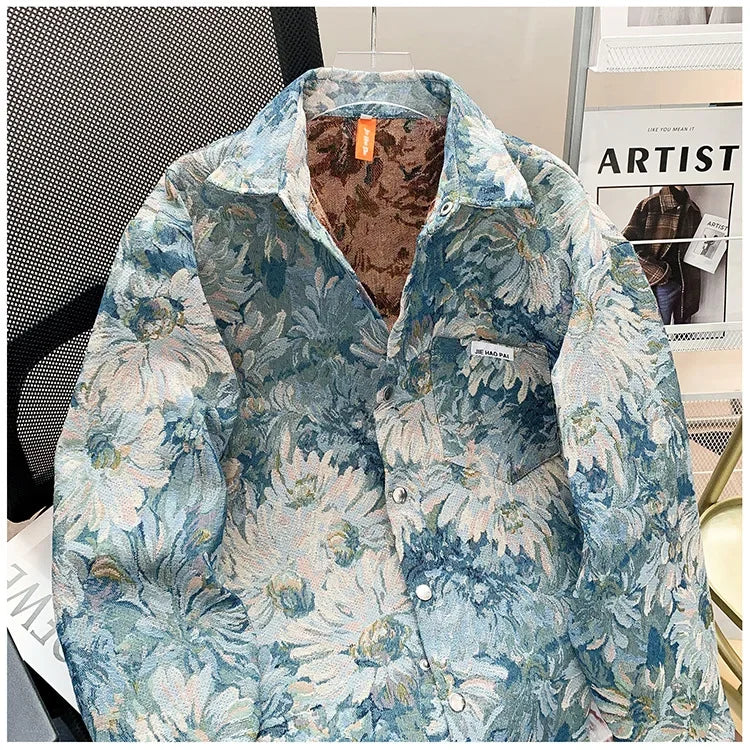 American Style Jacquard Printing Oil Painting Casual Jacket For Men.