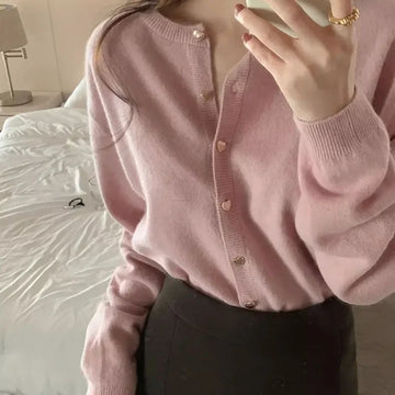 Women Cardigans Sweater  Autumn Winter O-Neck Long Sleeve.