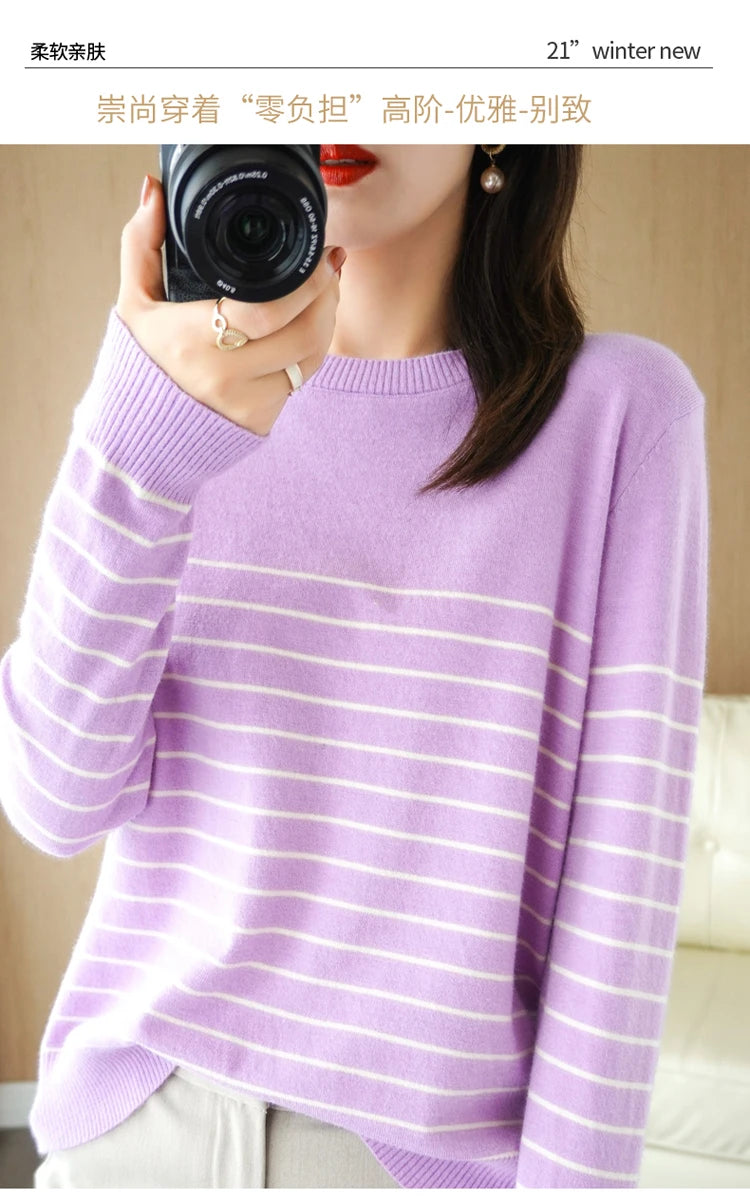 100% Cotton Knitted Sweater Women's Sweater .
