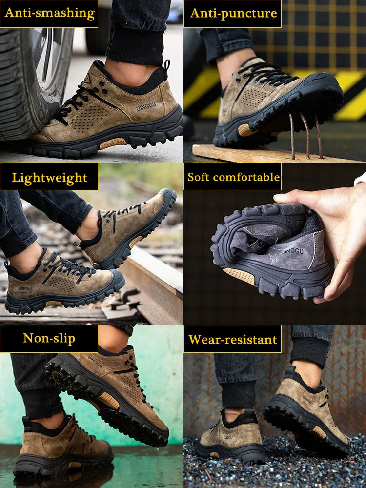 Work Safety Shoes Men Anti-smash Anti-puncture Work Sneakers Lightweight Breathable Protective Steel Toe Safety Boots