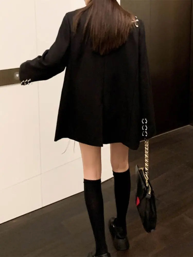 Black Blazer Women Clothing Ropa Mujer Streetwear .