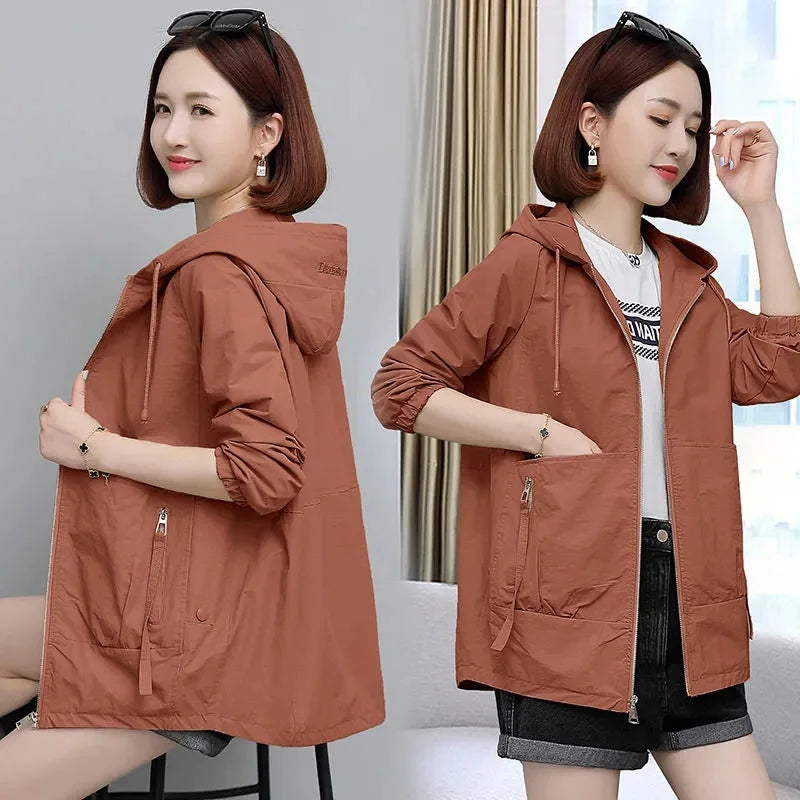 NEW Autumn Women's Jacket Windbreaker Female Hooded.
