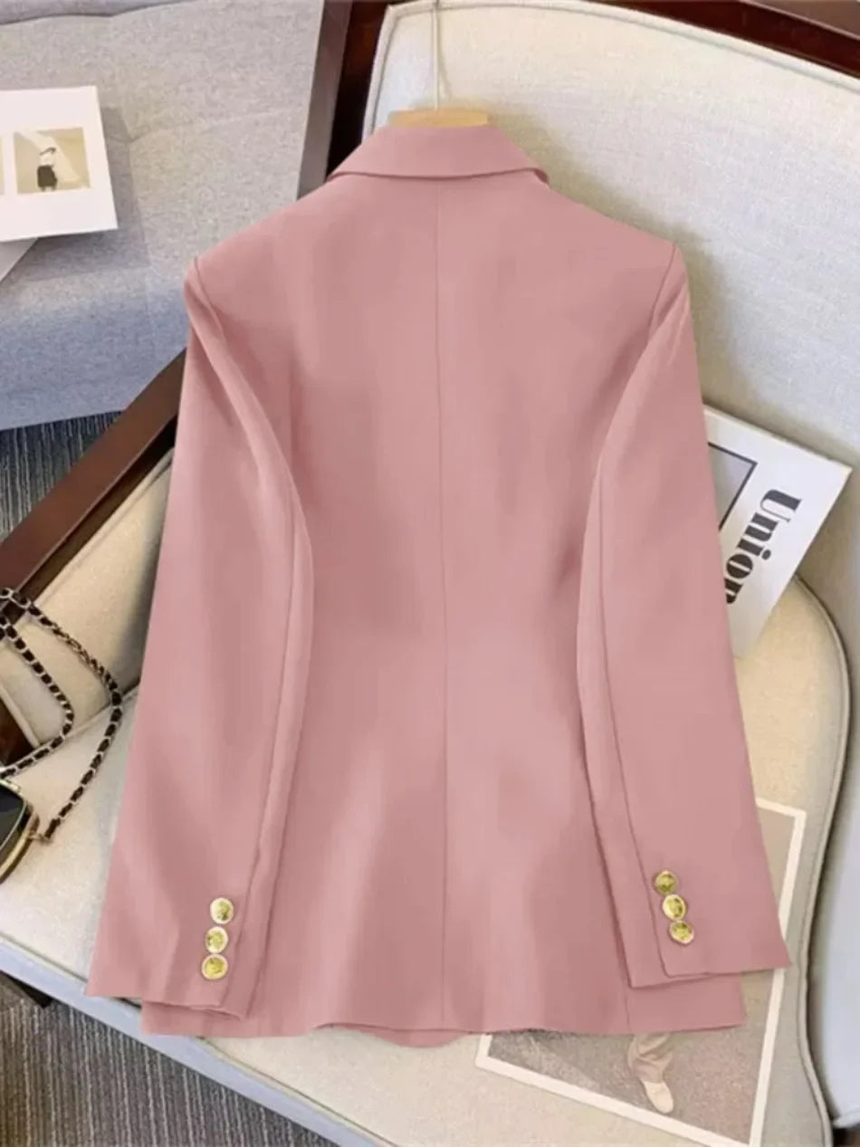 Spring Autumn Women Chic Office Lady Double Breasted Blazer .