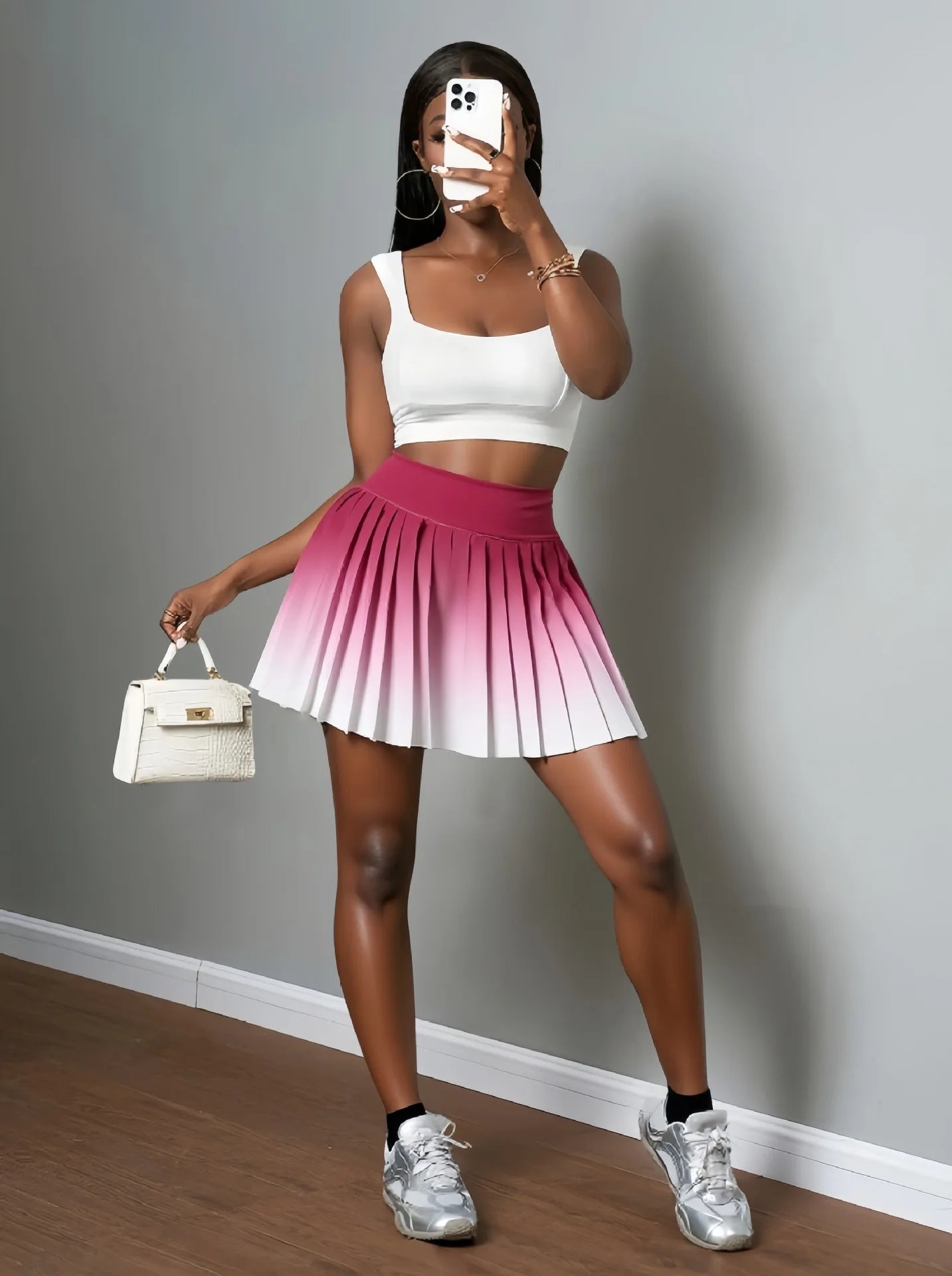 Summer Gradient Color Running Shorts Side Pocket .