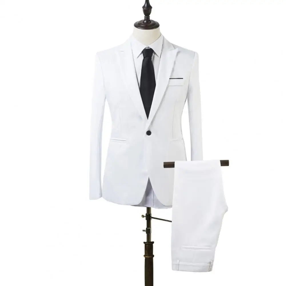 One Button Suit Soft Well-knit Handsome Slim Fit Business.