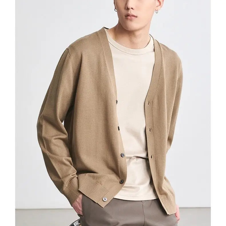 Men's Clothing Autumn Winter Long Sleeve Tops T-Shirts V-neck.