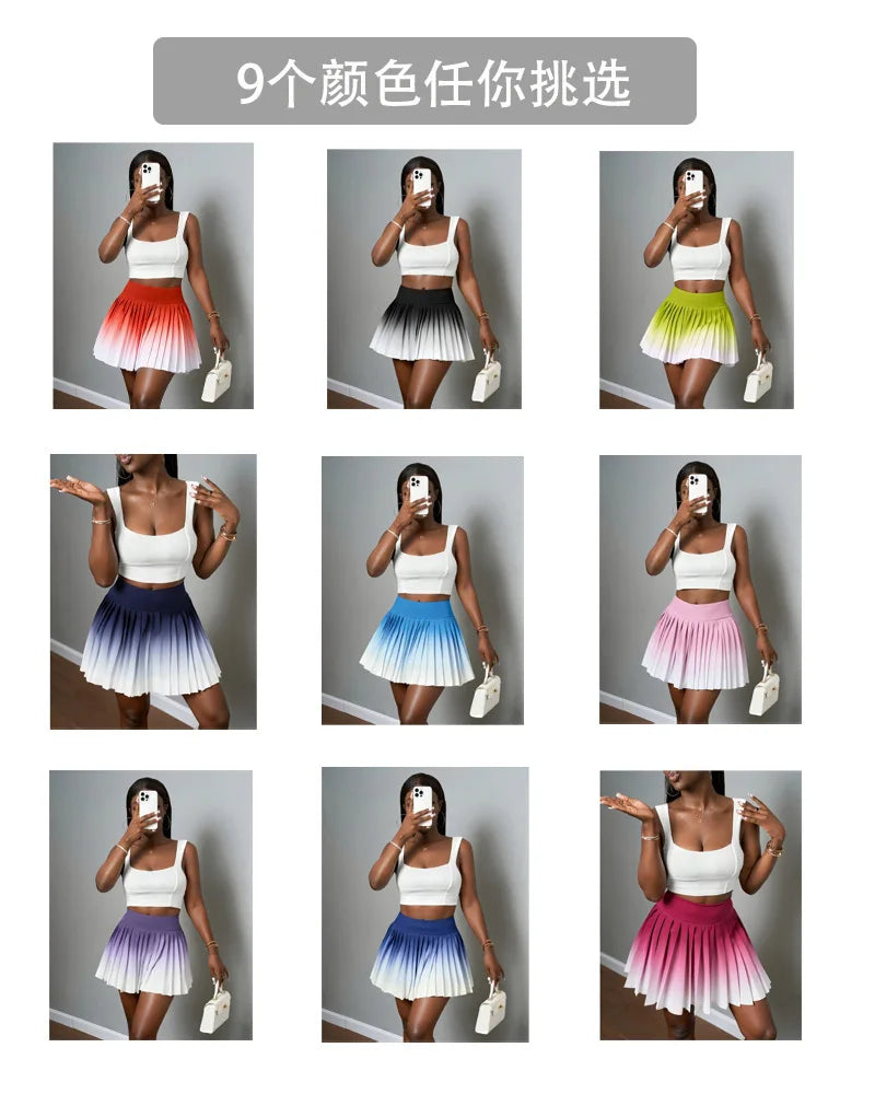 Summer Gradient Color Running Shorts Side Pocket .