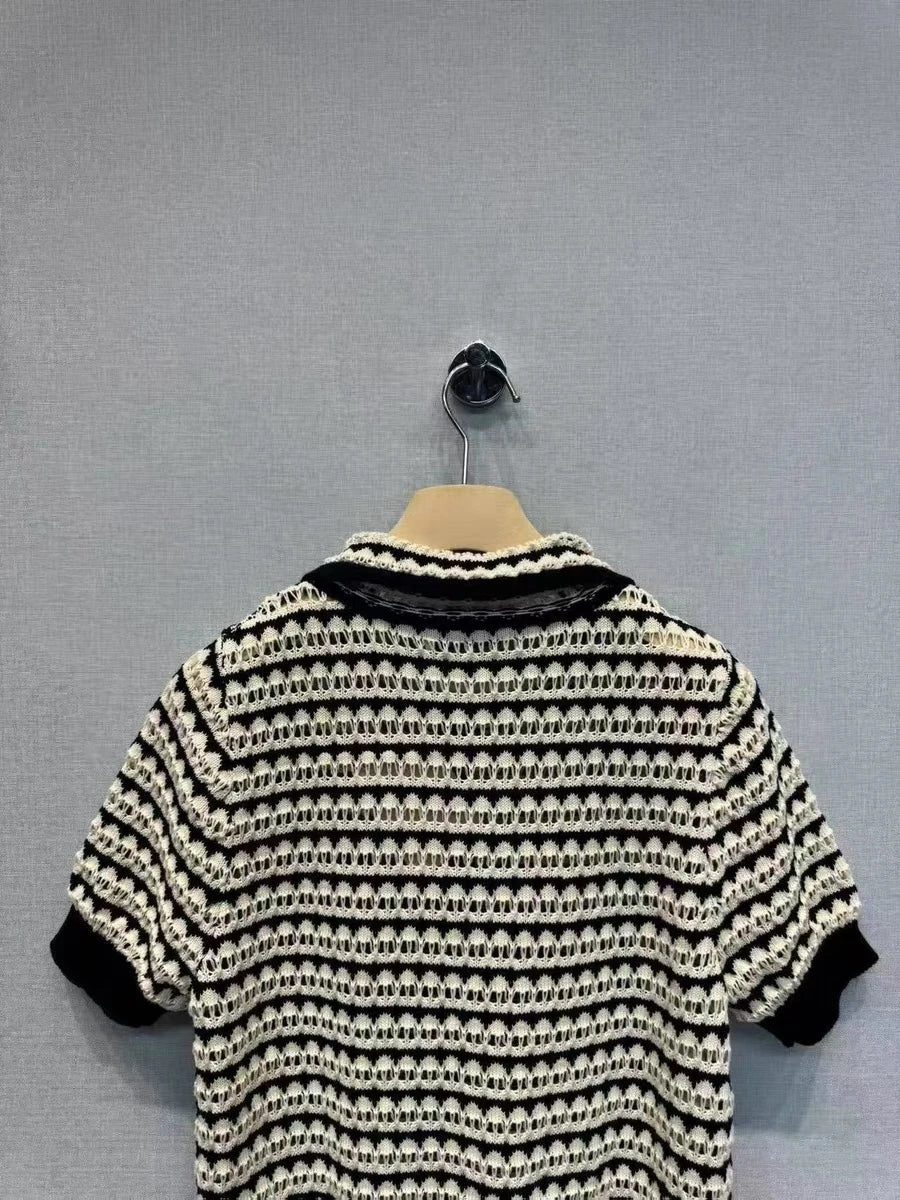Knit Sweater T-shirts Women Embroidered Short Sleeve .