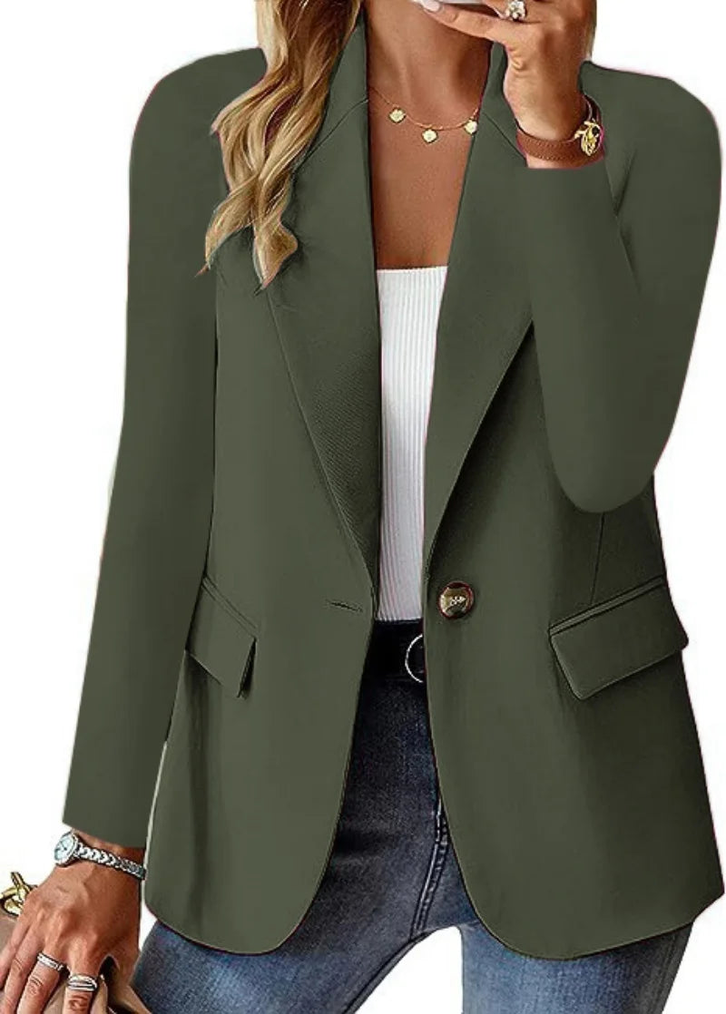 Women's Single Button Straight Anti-Wrinkle Jacket.