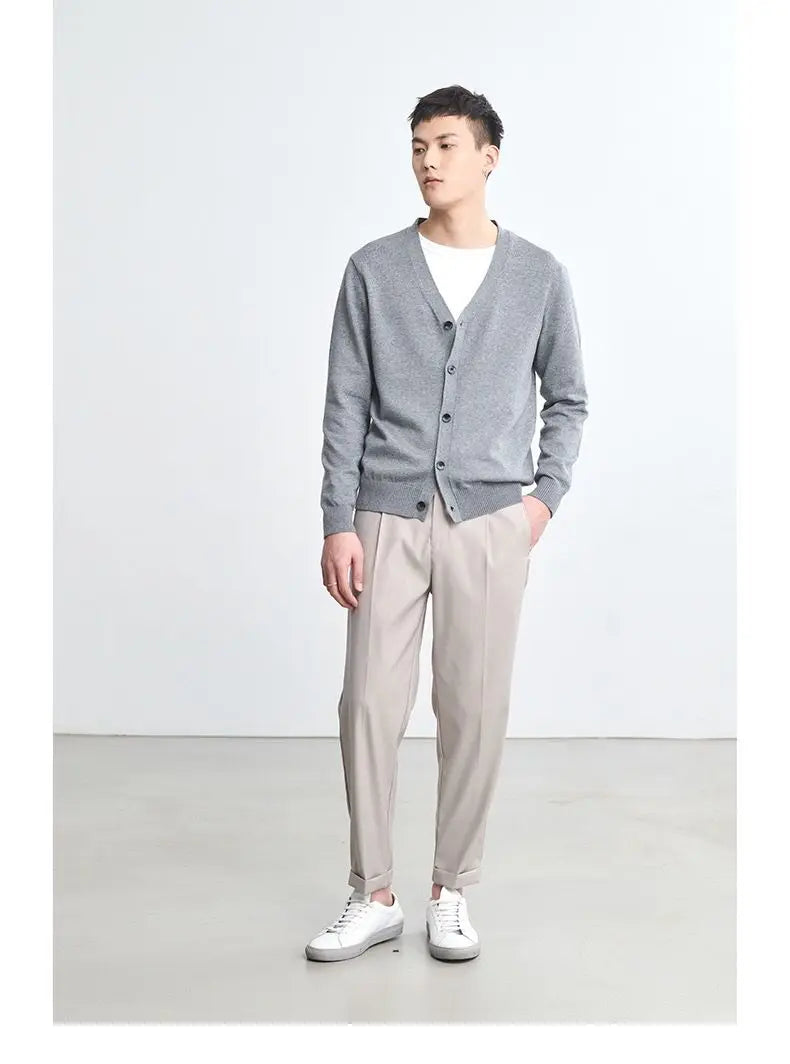 Men's Clothing Autumn Winter Long Sleeve Tops T-Shirts V-neck.