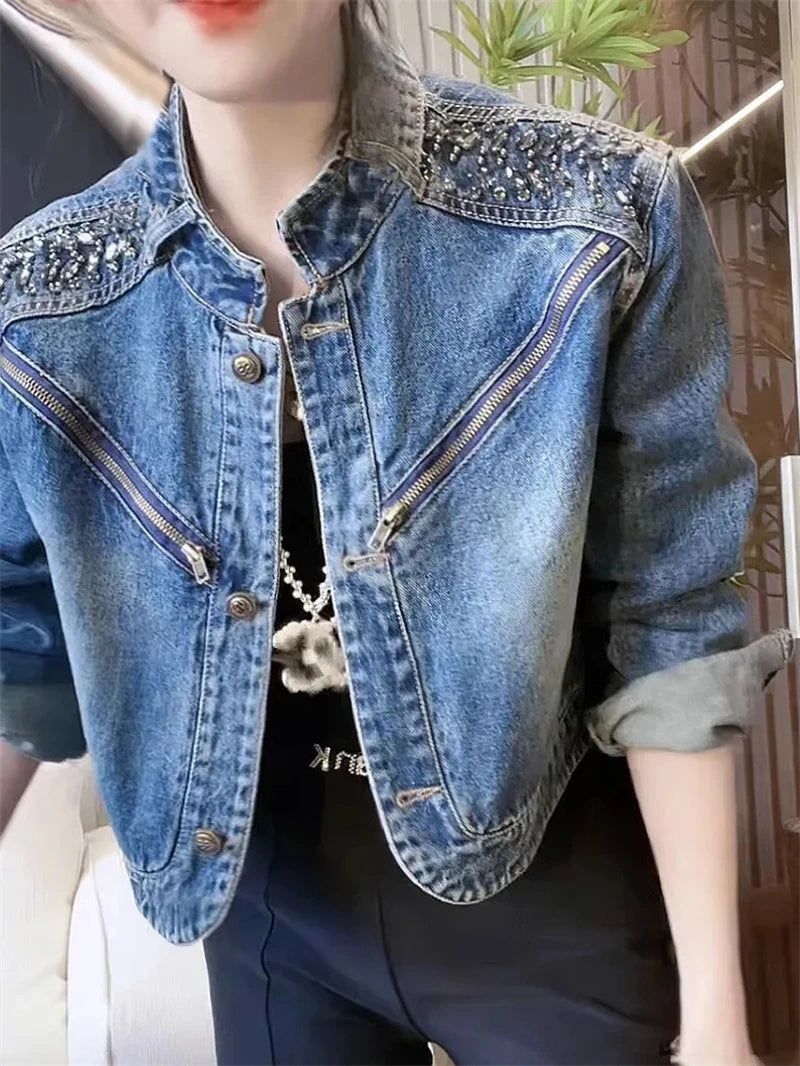 Women's Denim Jacket New Advanced Sense Unique Ladies.