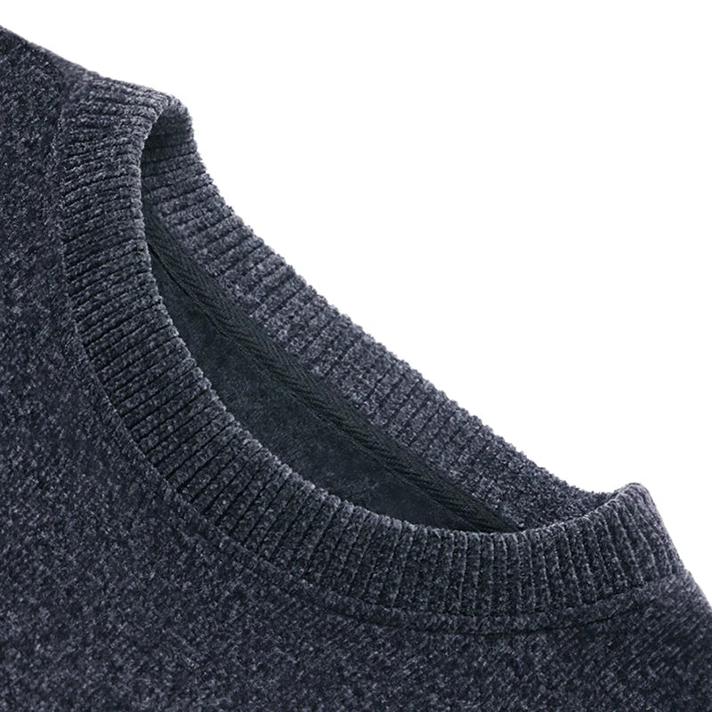 Mens Fashion Striped Sweater Round Neck Pullover Fleece.