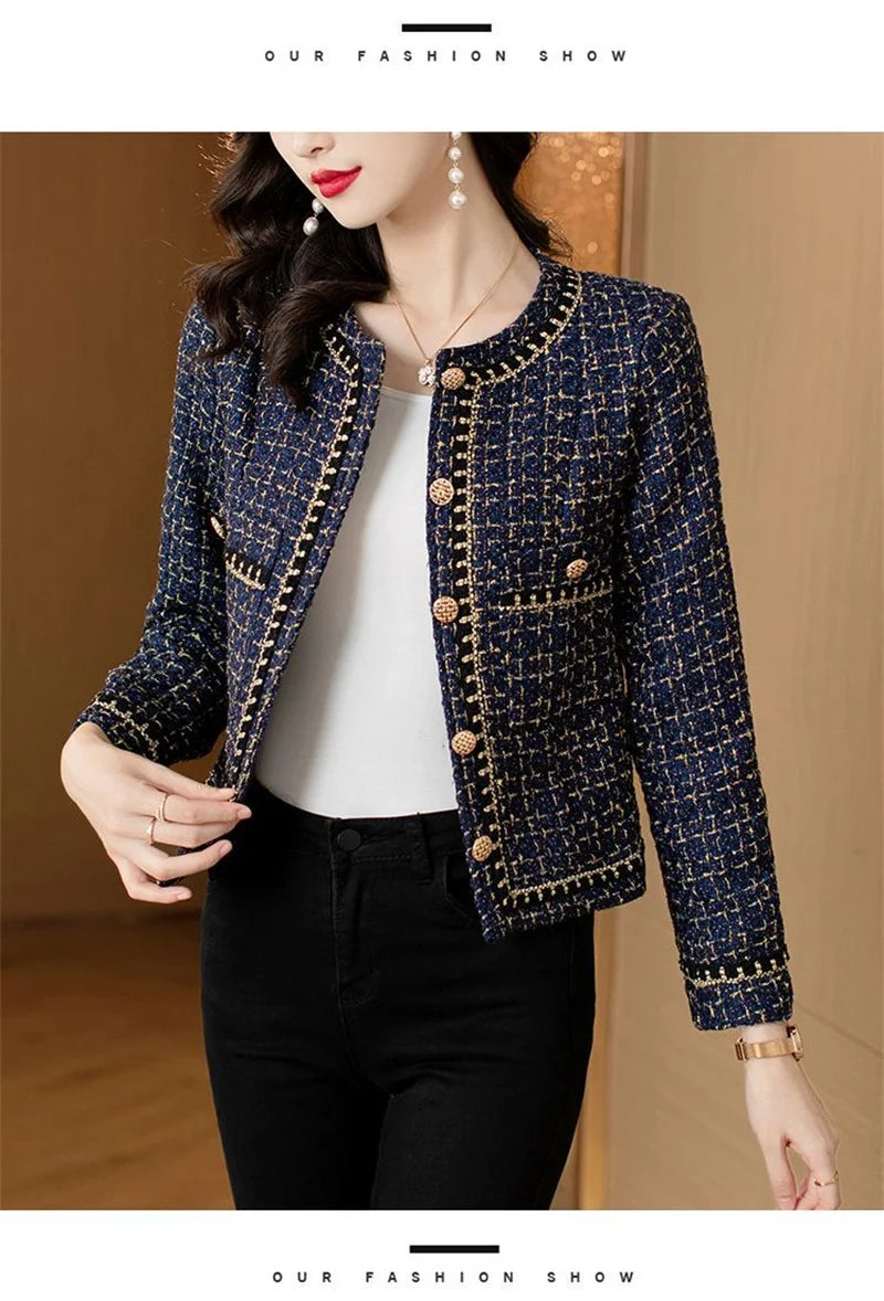 French Vintage Small Fragrance Tweed Jacket Coat Women's .
