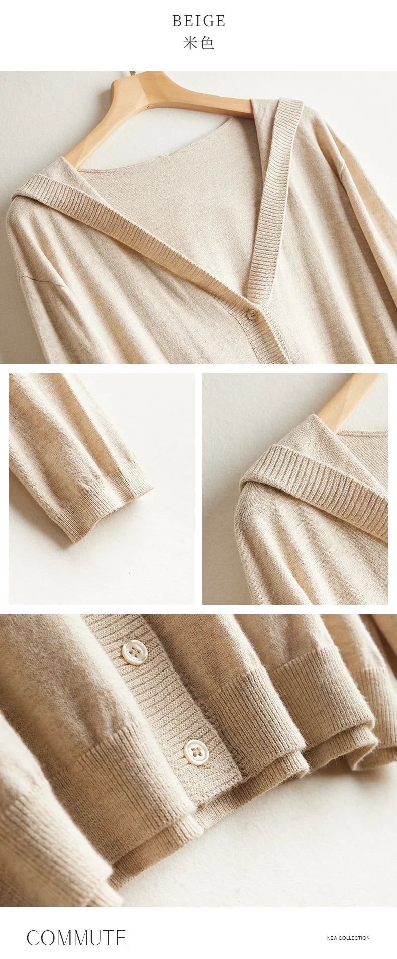 Birdtree 63.9% Silk Cashmere Blended Cardigan Hooded Loose Long Sleeve Knitted Coat Solid Casual Women's Top Autumn New T38533QM