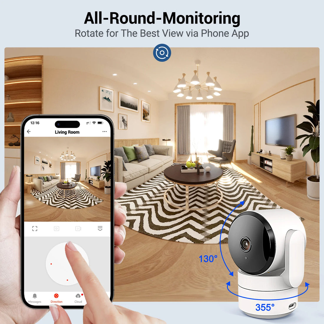 AMOROM 2K Indoor Camera 5/2.4G Wi-Fi Home Night Vision Security Camera.