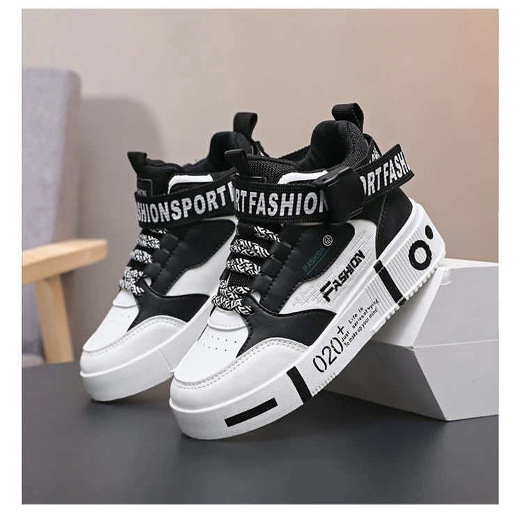 Kids Fashion Sports Shoes Boys High Top Board Shoes.