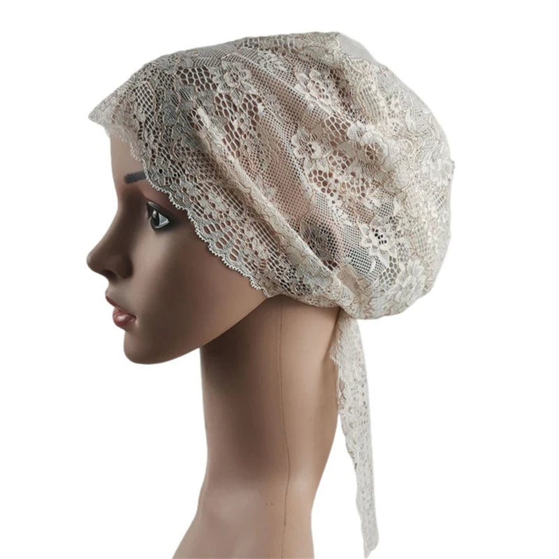 Muslim Women Head Scarf Lace Flower Underscarf Elastic Hijab  Cover Headwrap Chemo Cap Islam Headband Bonnet Turbante Mujer