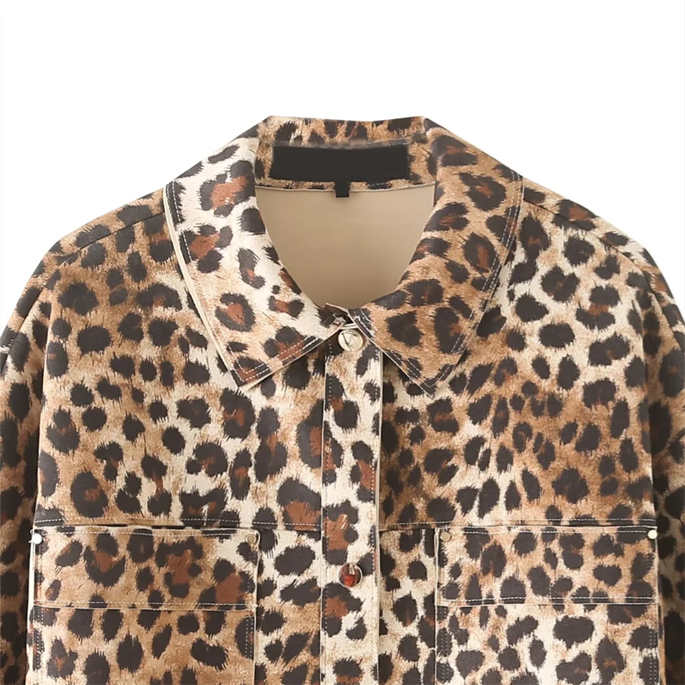 women's clothing fashion temperament leopard print  jacket.