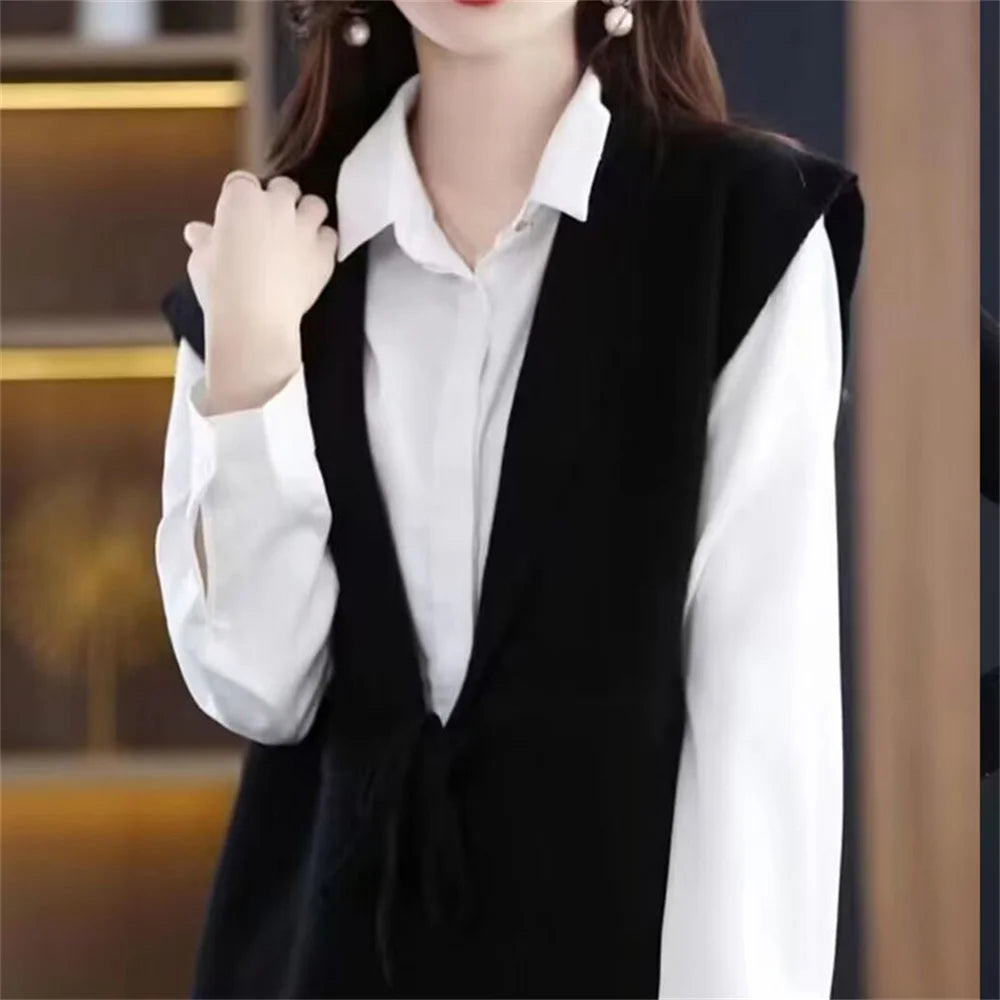 Sweater Vest Knitted Cardigan Sleeveless Jumpers .