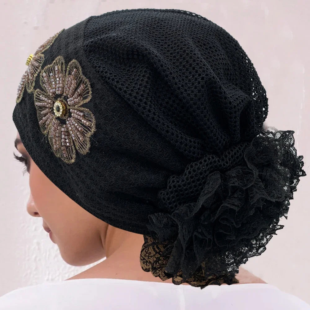 Muslim Under Scarf Hat Cancer Chemo Hats Turbante mujer Embroidery.